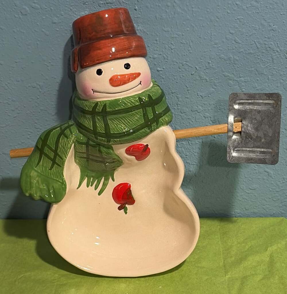 Hallmark Jan Karon Mitford Series Snowman Serving Dish with Shovel